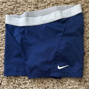 Nike Pro Navy Blue Shorts with Gray Waistband